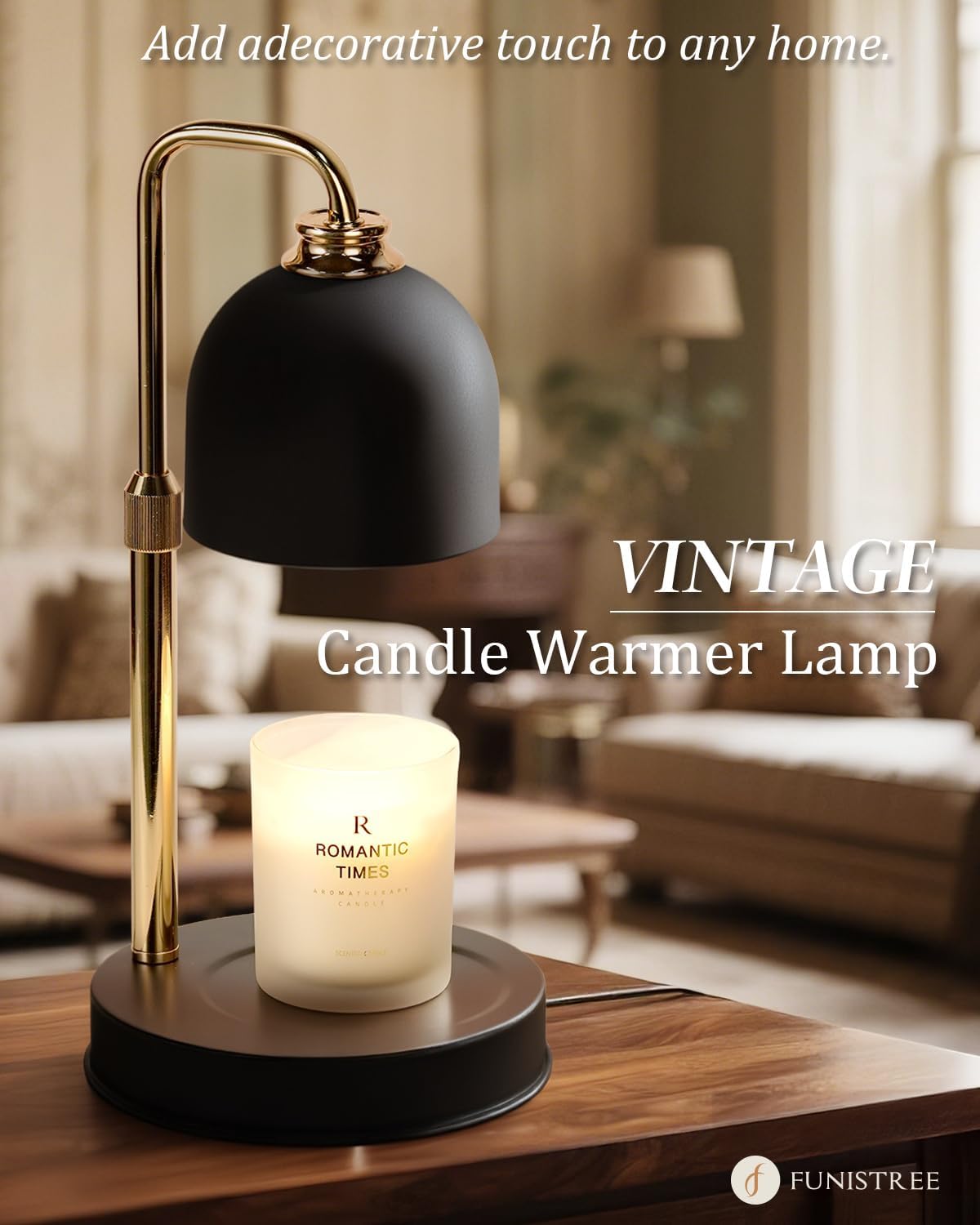 Modern Candle Warmer Lamp with Timer, Dimmable Candle Lamp Warmer, Mothers Day Birthday Gifts for Women Men, Black Candle Warmer, Adjustable Candle Light Warmer, Cozy Living Room Bedroom Home Decor