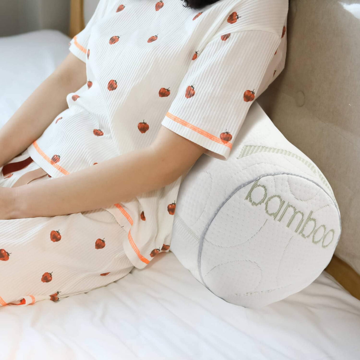 Kingnex Cylinder Bolster Roll Pillow for Sleeping on Back or Side 18x6