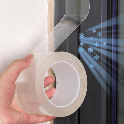 Window Weather Sealing Tape,2 in * 69FT Weather Stripping Clear Window Insulation Tape for Doors,Windows and Shower Glass Gaps,Stops Draft from Entering Through Gaps, Windows, No Residue