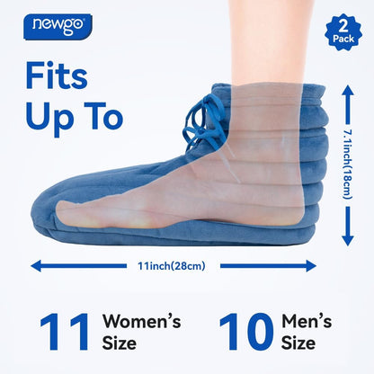 NEWGO Microwavable Slippers for Cold Feet, Heating Pad Booties for Plantar Fasciitis, Arthritis & Achilles Pain Relief - Large Size Hot Therapy Foot Warmers for Men and Women