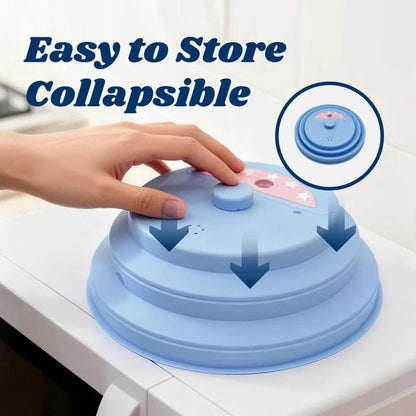 Silicone Microwave Cover, BPA-Free Collapsible Microwave Splatter Cover with Vents & Handle, Dishwasher Safe, Fits 9.5” Plates