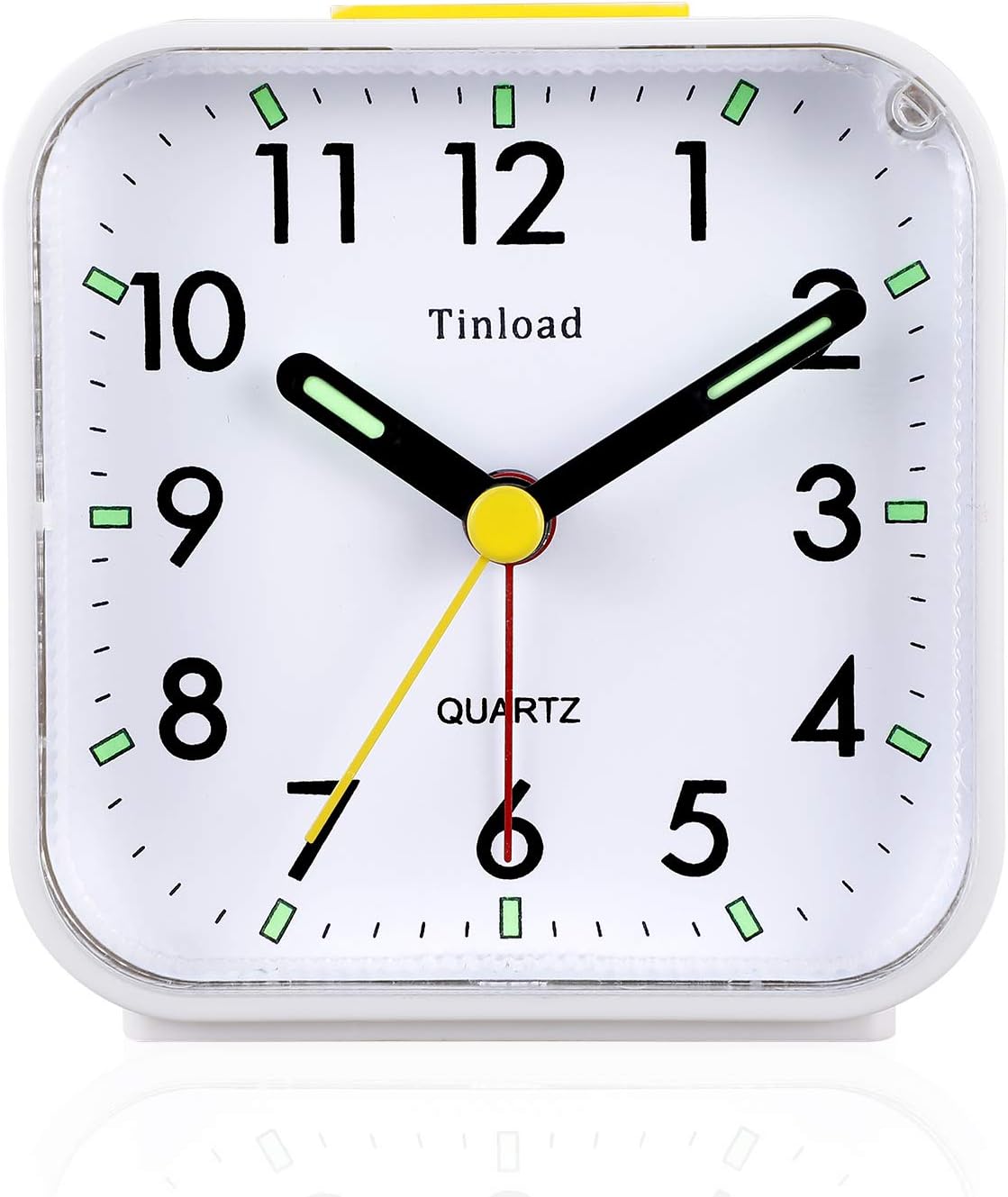 Tinload Small Battery Operated Analog Travel Alarm Clock Silent Non Ticking, Gentle Wake, Ascending Beep Sounds, Snooze,Lighted on Demand, Easy Set(Black)