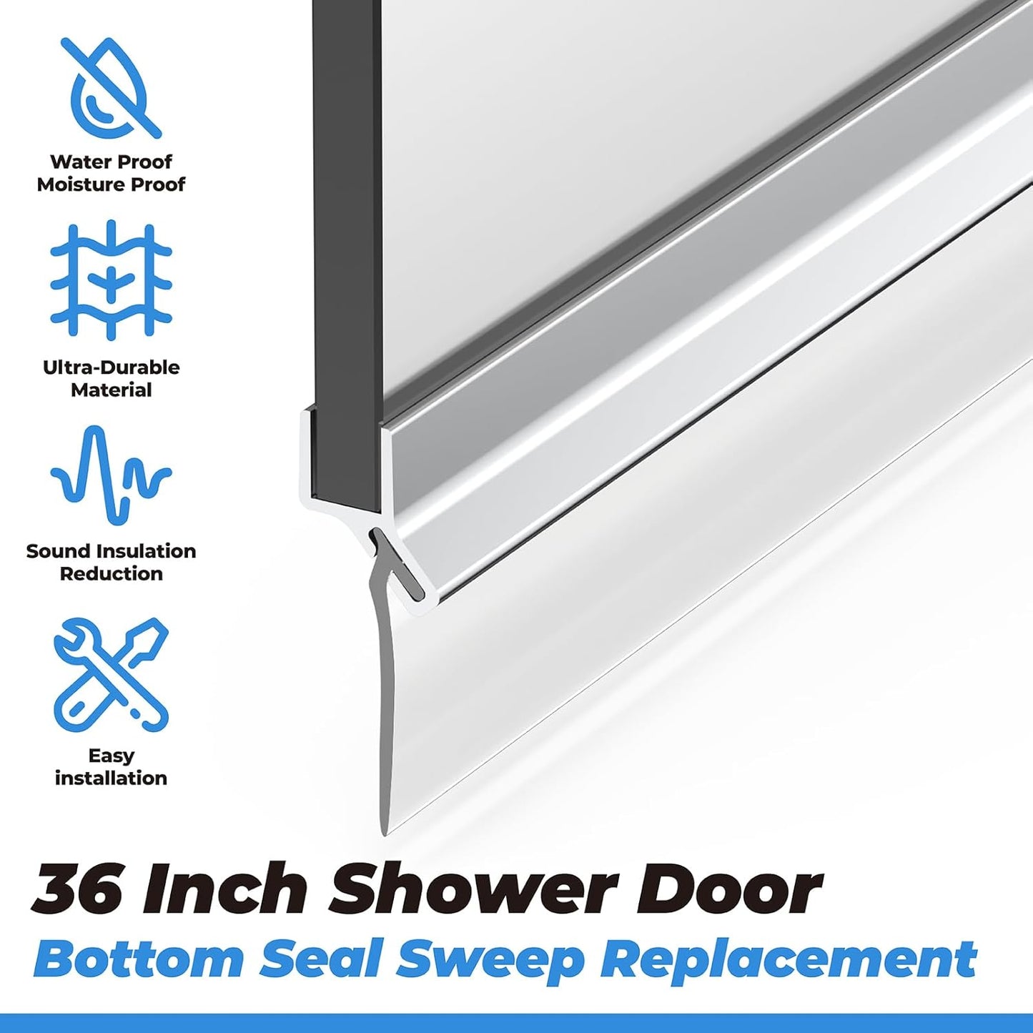 PalpitateC Shower Door T Drip Sweep Angled Gray Vinyl Framed Sweep fit for in Swing or Out Swing Doors Shower Door Bottom Sweep for Frameless Shower Door Seal 36" Long