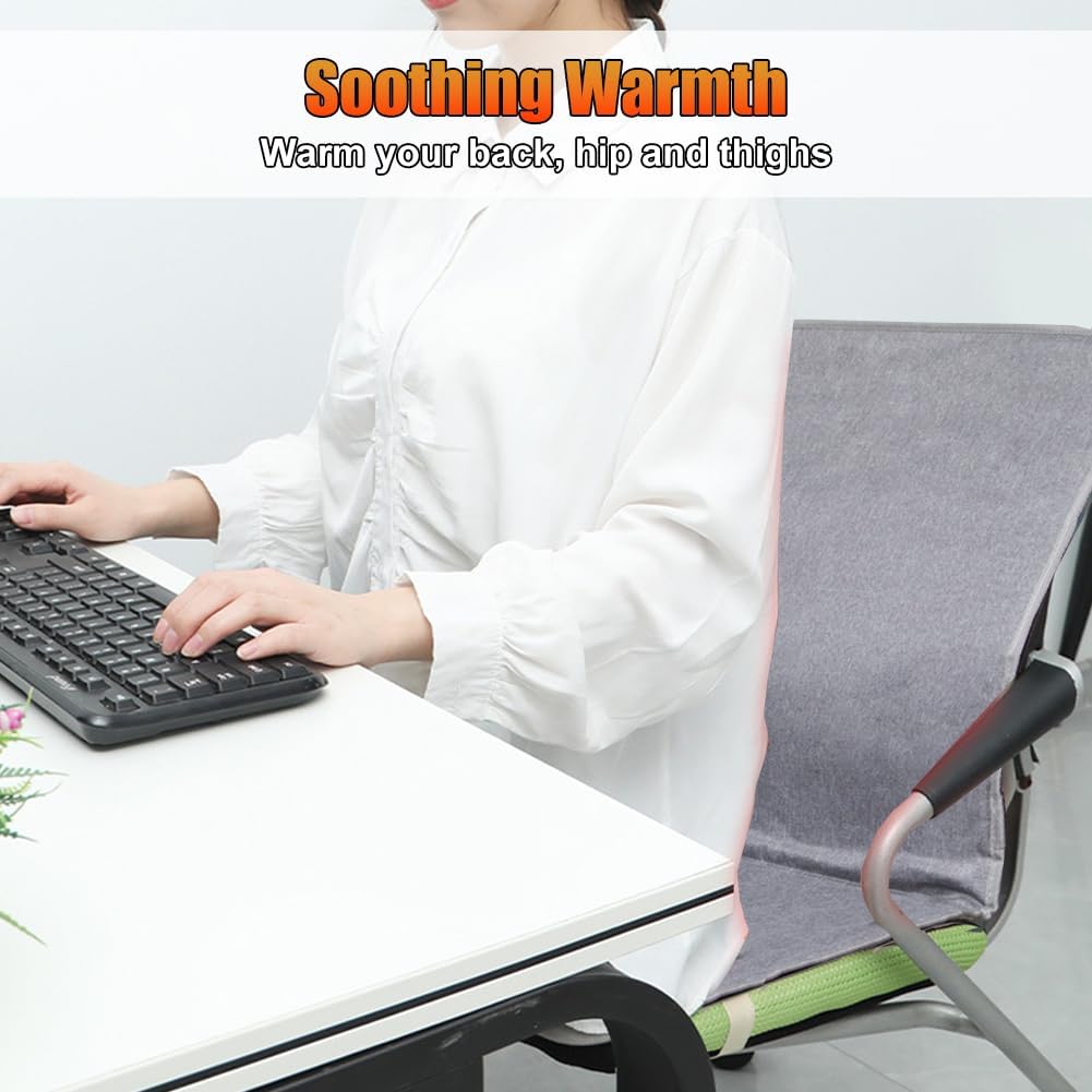 WOOLALA USB Heated Seat Cushion for Office Chair, Large Heating Area Cover | Therapy Heating Pad for Back, Lumbar, Hip, Thigh with 3 Temperatures Levels, 17In * 35.5In