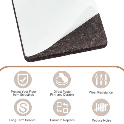 12Pcs Square Felt Furniture Pads, Self Adhesive Square Furniture Felt Pad 2 inch x 2 inch Cuttable Anti Scratch Floor Protectors Surface Protector for Hardwood Cabinet Laminated Floor Tile