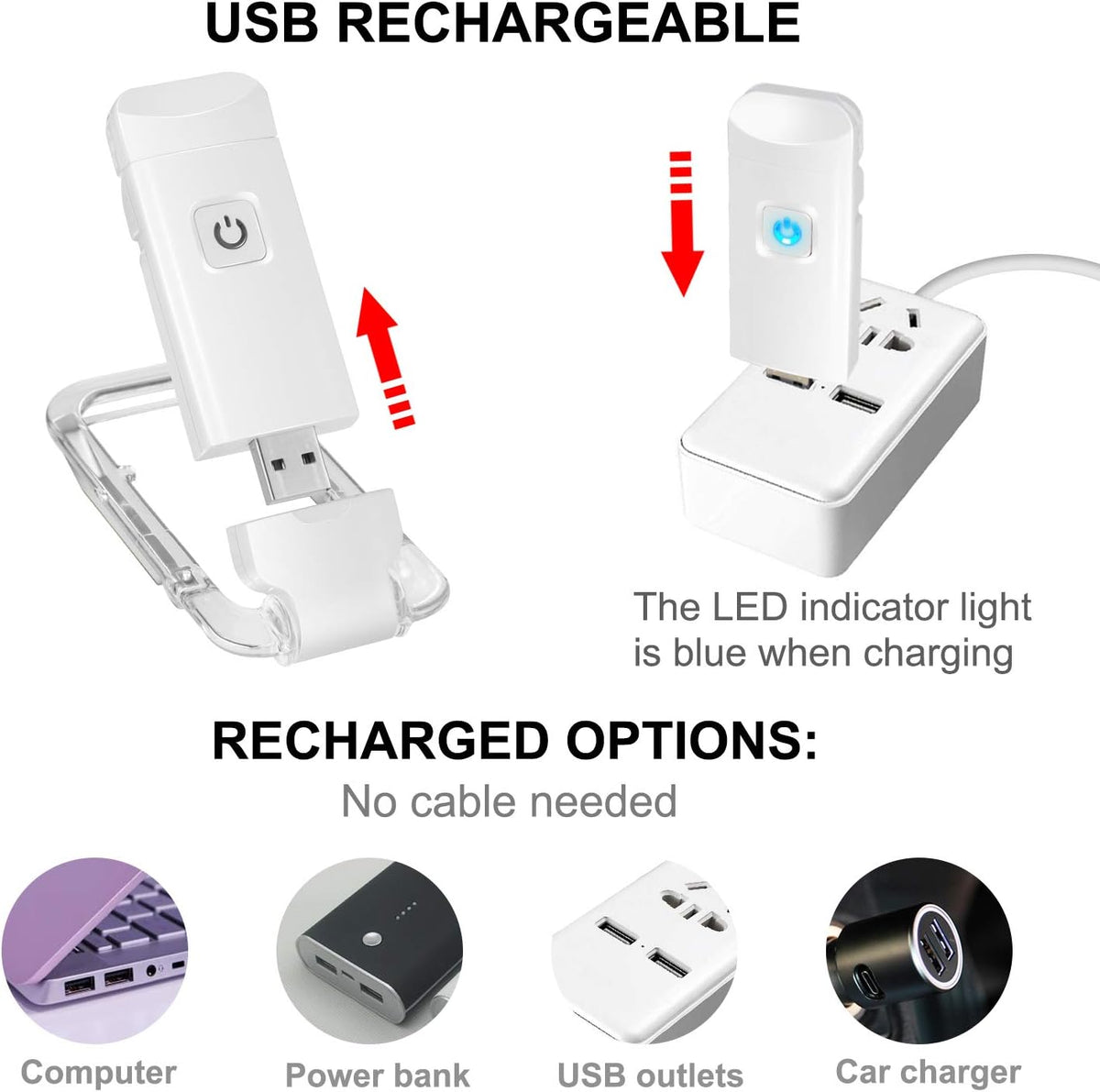 BIGLIGHT Amber Book Reading Light, LED Clip on Book Lights, Reading Lights for Books in Bed, Small Book Light for Kids, USB Rechargeable, 2 Brightness Adjustable for Eye Protection, Orange