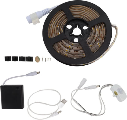 Zerodis Motion Sensor LED Strip Light Motion Activated LED Light Strip Sensing Tape 6.6ft Eye Protection USB Battery Powered with High Sensitivity Sensor for Cabinet