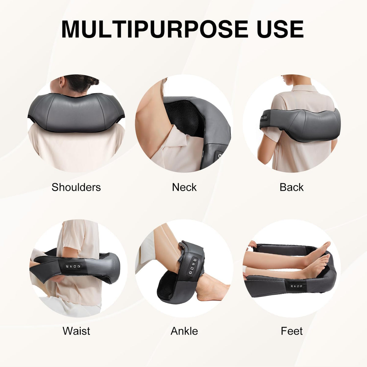 Nekteck Shiatsu Neck Massager with Heat for Pain Relief, NOT Cordless