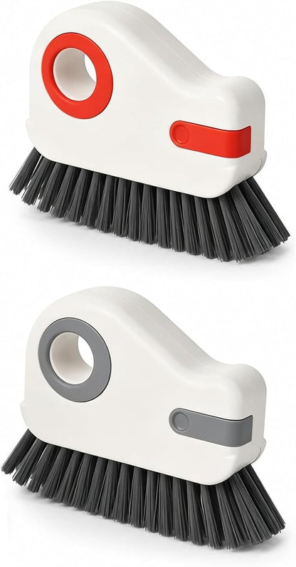 2 PCS Groove Cleaning Brush, Non-Shedding Gap Cleaner Tools | 2 in 1 Window Track Cleaning Brush with Hard Bristle and Hidden Scraper Shutter for Window Track, Kitchen Tile, Car Interior