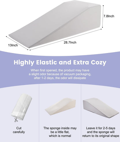 Knee Surgery Pillow Straight Leg Pillow Elevation Blood Circulation | Cooling Cover Foam Wedge for Elevating Leg Machine Washable Removable| Knee Wedge Pillow Post Surgery