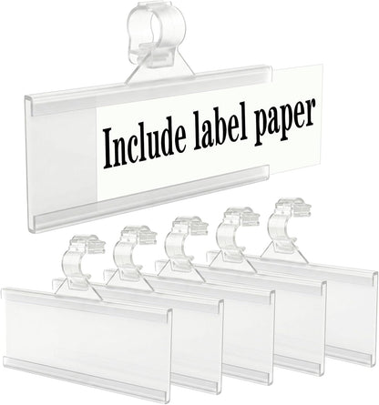 Wire Shelf Label Holder, ELEMGULY 35PCS Plastic Basket Label Holders with Tight Snap Lock, Reusable Bins Basket Labels Clip with Paper Label Inserts for Home Market Office (3 x 1.38 Inch)