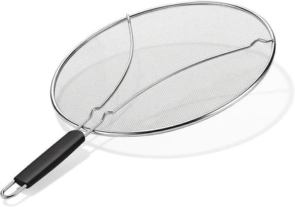 Splatter Screen for Frying Pan 13 Inch - Stainless Steel Grease Splatter Guard - Oil Splash Guard & Fine Mesh Cover for Cooking Bacon, Fried Chicken & Popcorn