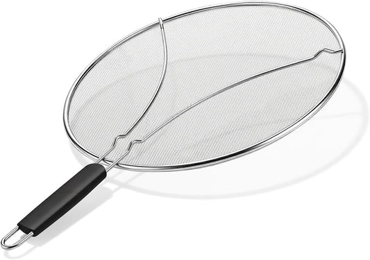 Splatter Screen for Frying Pan 13 Inch - Stainless Steel Grease Splatter Guard - Oil Splash Guard & Fine Mesh Cover for Cooking Bacon, Fried Chicken & Popcorn