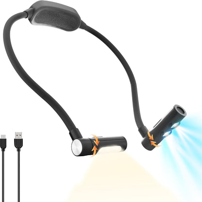 LED Neck Reading Light, Bendable Rechargeable Book Light 110-hr Lasting