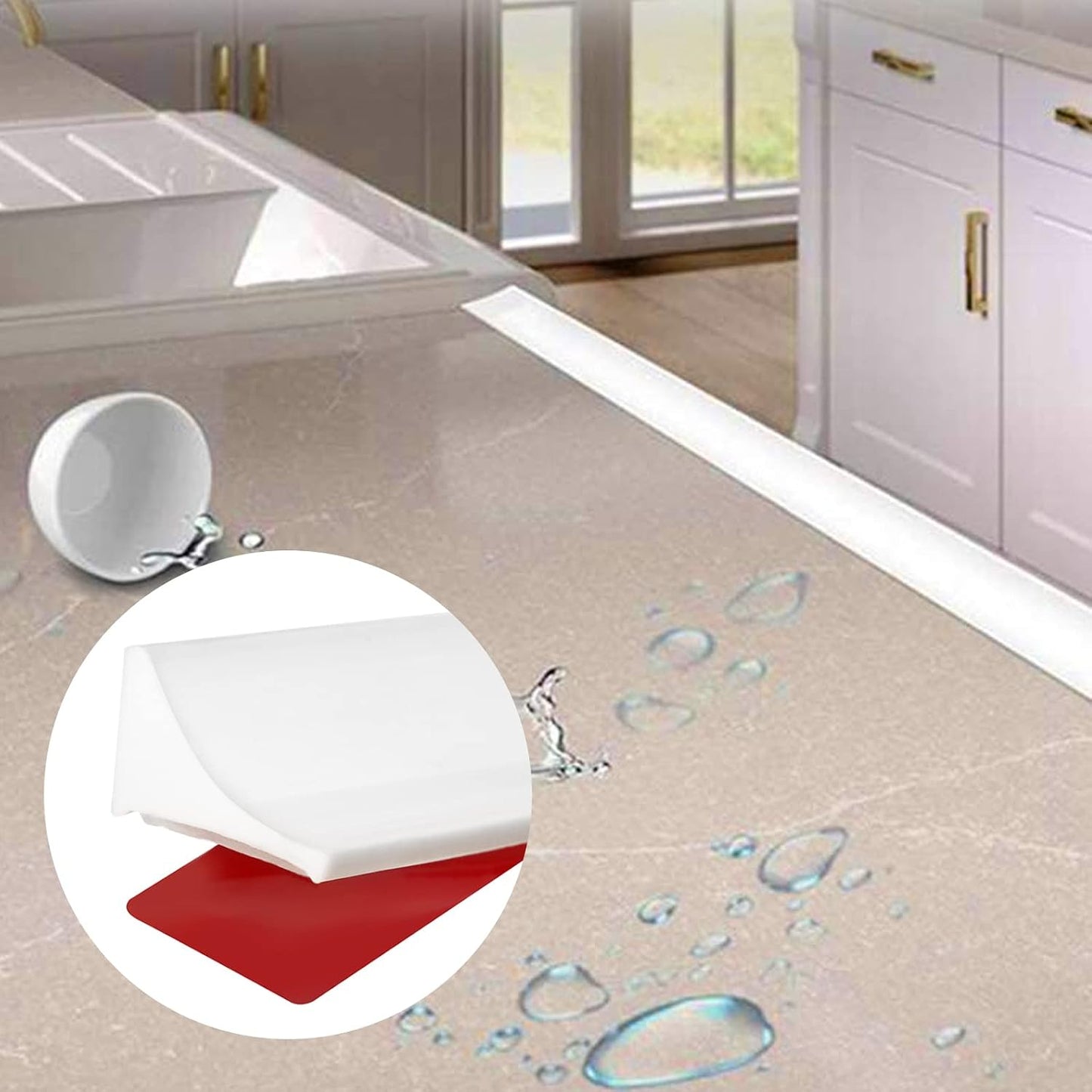 Raycity Silicone Shower Threshold Water Dam Barrier, 39 Inch, Clear | Self-Adhesive Glass Shower Door Bootom Seal Strip, Shower Water Guard Blocker for Walk in Bathroom, Kitchen