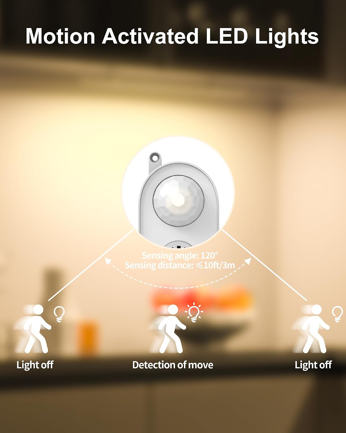 ASOKO Motion Sensor Dimmable Led Under Cabinet Light, 12" Cool White | ASOKO Motion Sensor Dimmable Led Under Cabinet Light, 12" Plug in Cool White 6000K Bar for Kitchen Counter Closet