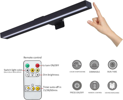 MIOBLUE Rechargeable Picture Lights with Remote,Full Metal Painting Light Display LED Battery Lamp with 3 Lighting Modes, Dimmable Dartboard Light with Timer for Frame Portrait Art
