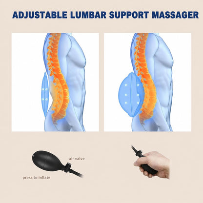 Vibration Massage Seat Cushion with Lumbar Heat, 8-Motor Back and Seat Massager Pad, Manual Lumbar Support, 9 Modes and 3 Intensities for Office Chair, Sofa and Recliner