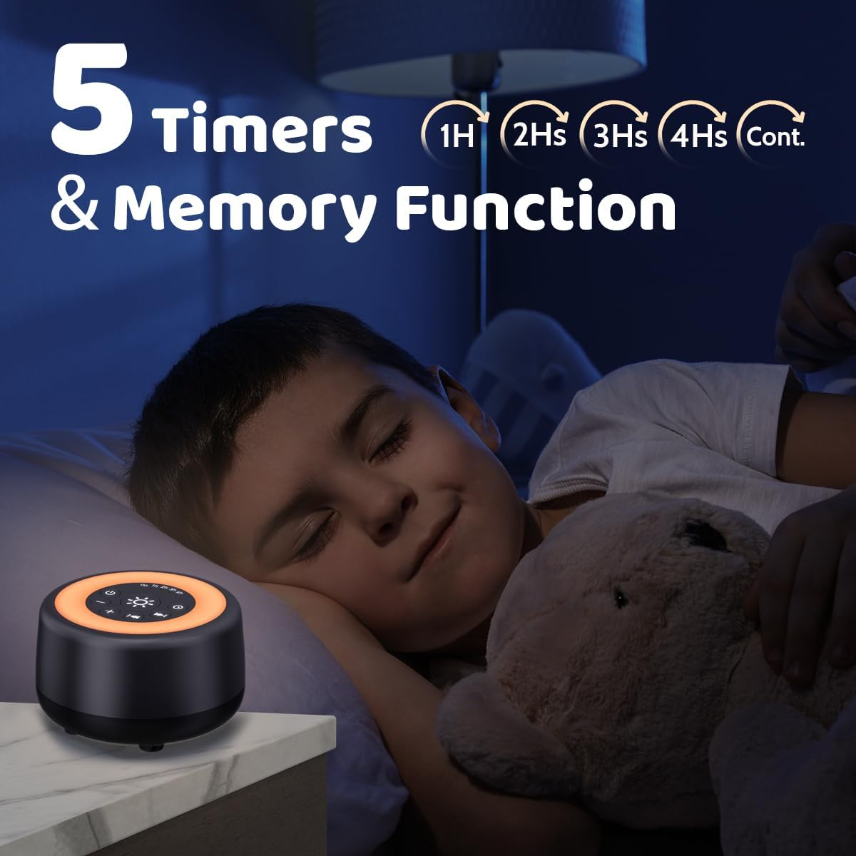 Sleepbox Sound White Noise Machine with 25 Soothing Sounds and 10 Colors Warm Night Light 4 Brightness Levels 32 Volume Levels 5 Timer and Memory Function for Baby Kids Adults Seniors Sleeping White