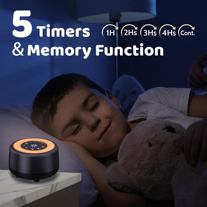 Sleepbox Sound White Noise Machine with 25 Soothing Sounds and 10 Colors Warm Night Light 4 Brightness Levels 32 Volume Levels 5 Timer and Memory Function for Baby Kids Adults Seniors Sleeping White