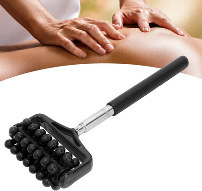 Telescopic Massage Roller Massager for Back and Body, Deep Tissue Scratching Tool with Adjustable Length, Portable Roller for Muscle Relaxation and (Black)