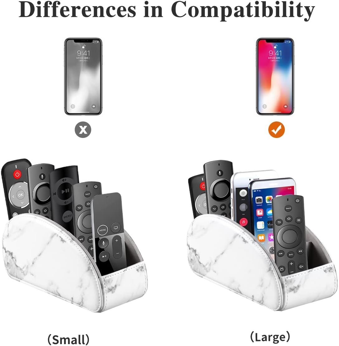 Pu Leather TV Remote Control Holder with 5 Compartments,Remote Caddy/Tray | Bedside Table Desk Storage Box/Organizer for Pen,DVD,Blu-Ray,Media Player,Heater Controller,Cosmetics,Glasses,Office Supplies