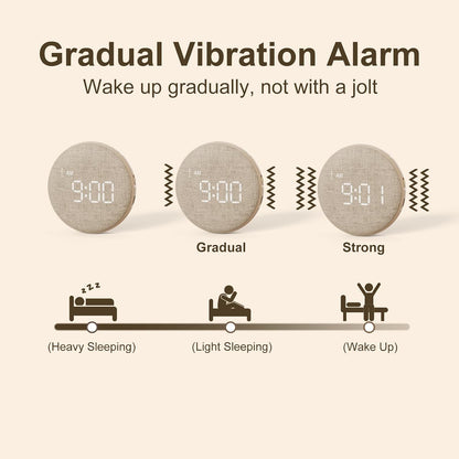 REACHER Travel Vibrating Alarm Clock for Heavy Sleepers, Dual Alarm