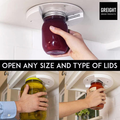 Jar Opener - Under Cabinet, Essential Kitchen Gadget, Easy Grip - Work on Bottle and Any Size Jar