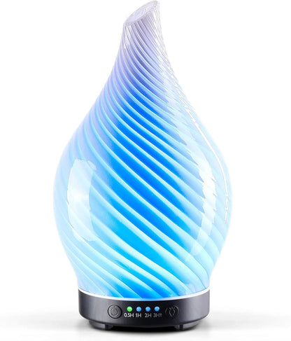 Porseme Oil Diffuser 3D Glass Aromatherapy Ultrasonic Humidifier, Air Refresh Auto Shut-Off, Timer Setting, BPA Free for Home Hotel Yoga Leisure SPA Gift 150ml Last 6H - Colors A
