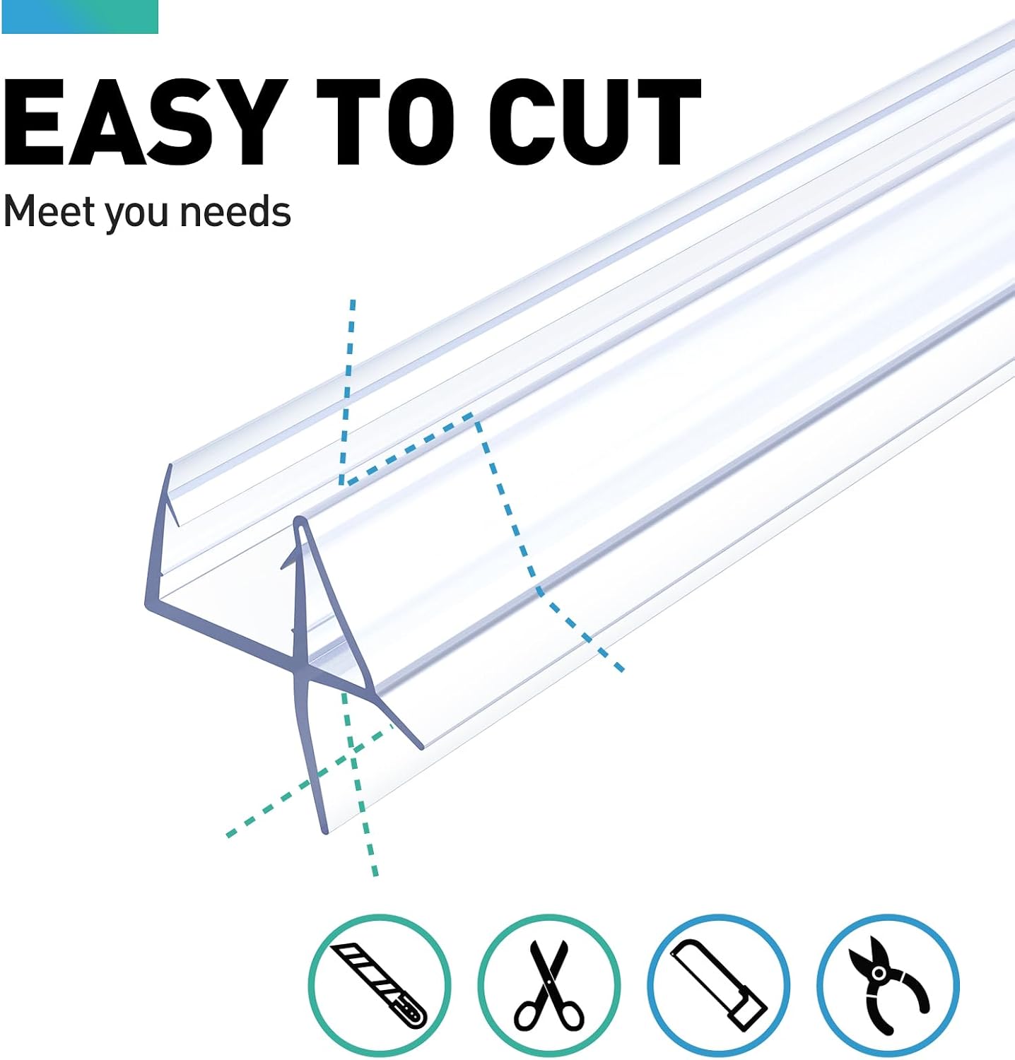 Shower Door Bottom Seal,2 PCS 3/8" x 36" | Shower Door Sweep for 3/8 Inch Glass,Frameless Glass Door Seal Strip,Stop Shower Leaks and Create a Water Barrier