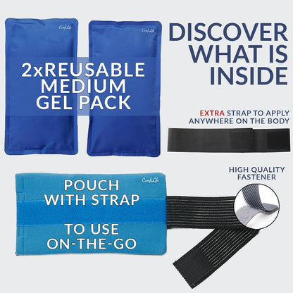 ComfiLife Knee Ice Pack with Wrap Reusable Hot & Cold Therapy Gel Pack Adjustable Compression Support for Injuries, Pain, Surgery, Arthritis, Meniscus and More