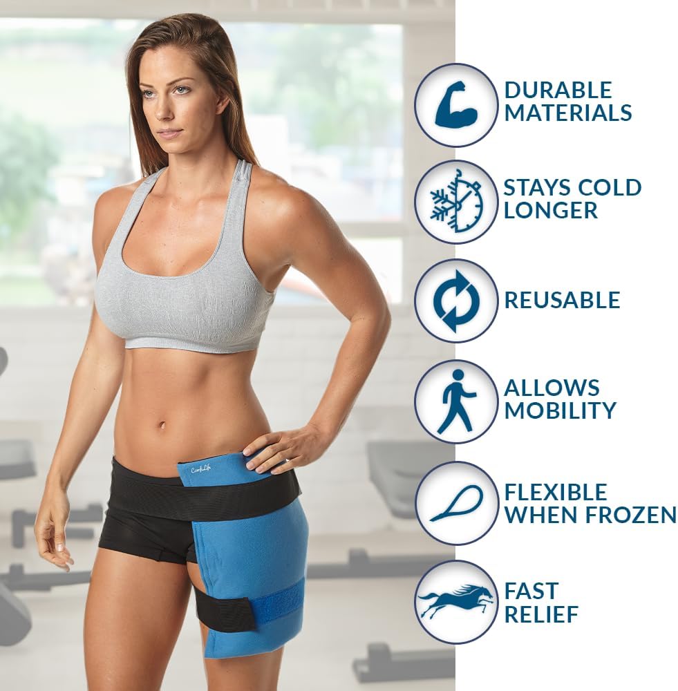 ComfiLife Knee Ice Pack with Wrap Reusable Hot & Cold Therapy Gel Pack Adjustable Compression Support for Injuries, Pain, Surgery, Arthritis, Meniscus and More