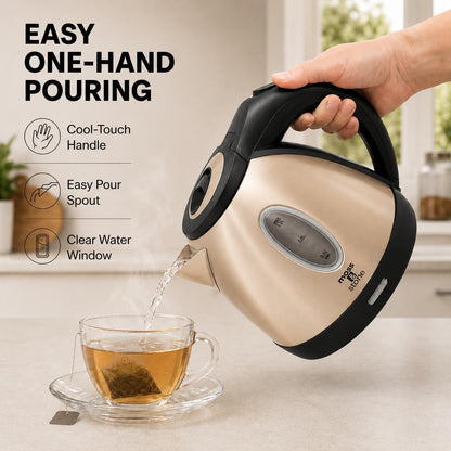 Moss & Stone Red Stainless Steel Electric Kettle, 1.2L Cordless 1500W | Small, portable hot water tea kettle, fast boiling pot, boil-dry protection, auto shut-off, blue Illuminate LED light