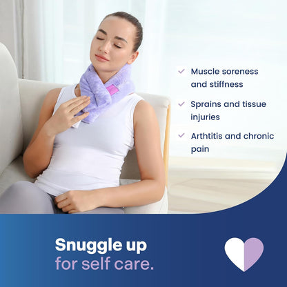 REVIX Neck Heating Pad Microwavable Heated Neck Wrap with Moist Heat for Stress, Microwave Neck Warmer for Woman, Unscented Hot Pack