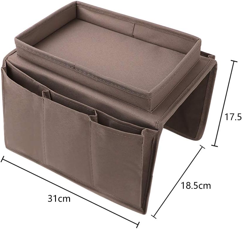 Couch Sofa Armrest Organiser Arm Chair Caddy Bedside Storage Pocket with 8 Pockets TV Remote Holder Bed Storage Pocket Bag for Cellphone Tablet Notepad Book Magazines DVD Glasses