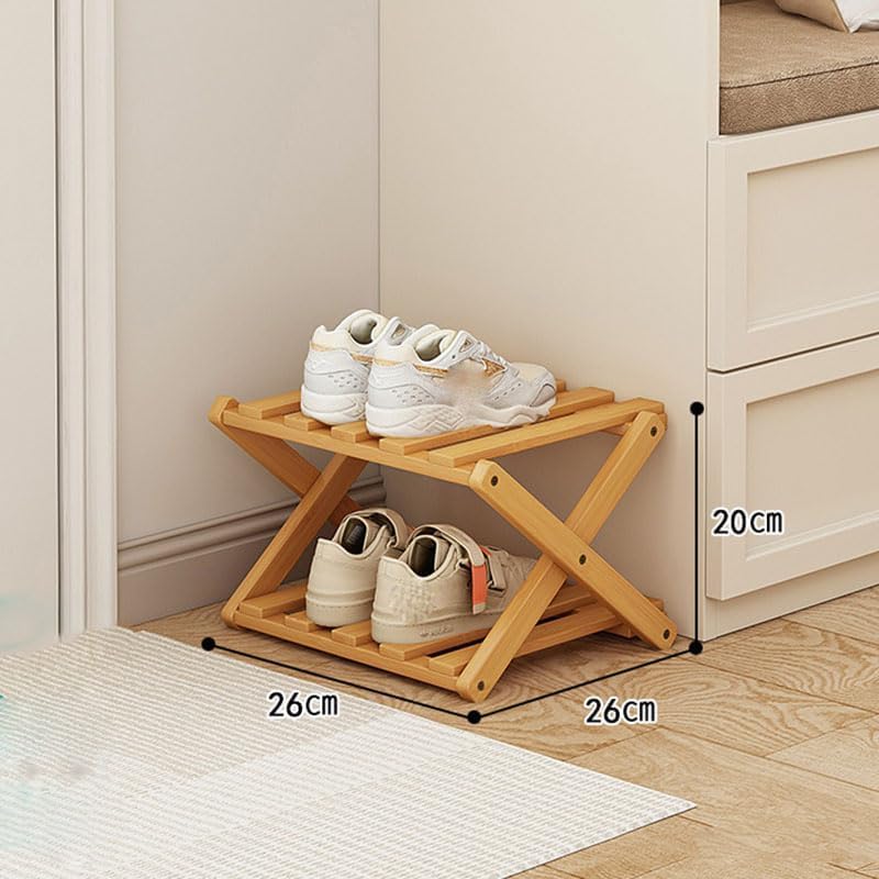 YYW Bamboo Shoe Rack for Entryway, Foldable Free Standing for Closet | Installation-Free Vertical Shoe Racks, Shoe Shelf for Living Room Bedroom, Easy To Assemble, Tawny 5 Layers