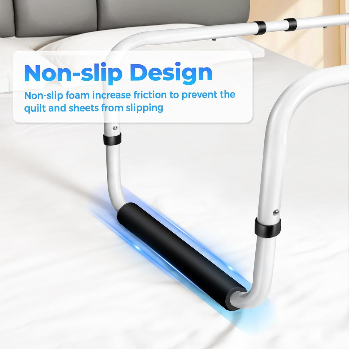 Blanket Lifter for Feet, Height Adjustable Non-Slip Blanket Lifters for Foot of Bed, Aluminum Alloy Blanket Support for Foot Knee Toes Leg Ankle Post Surgery Recovery, 4 Clips Included