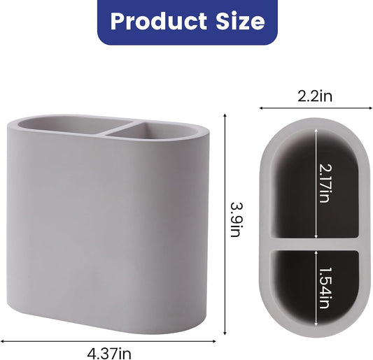 Quick Drying Toothbrush Holder for Bathrooms, Diatomite Countertop Organizer for Electric Tooth Brush, Toothpaste, Razor, Makeup Brush, White, 2 Slots