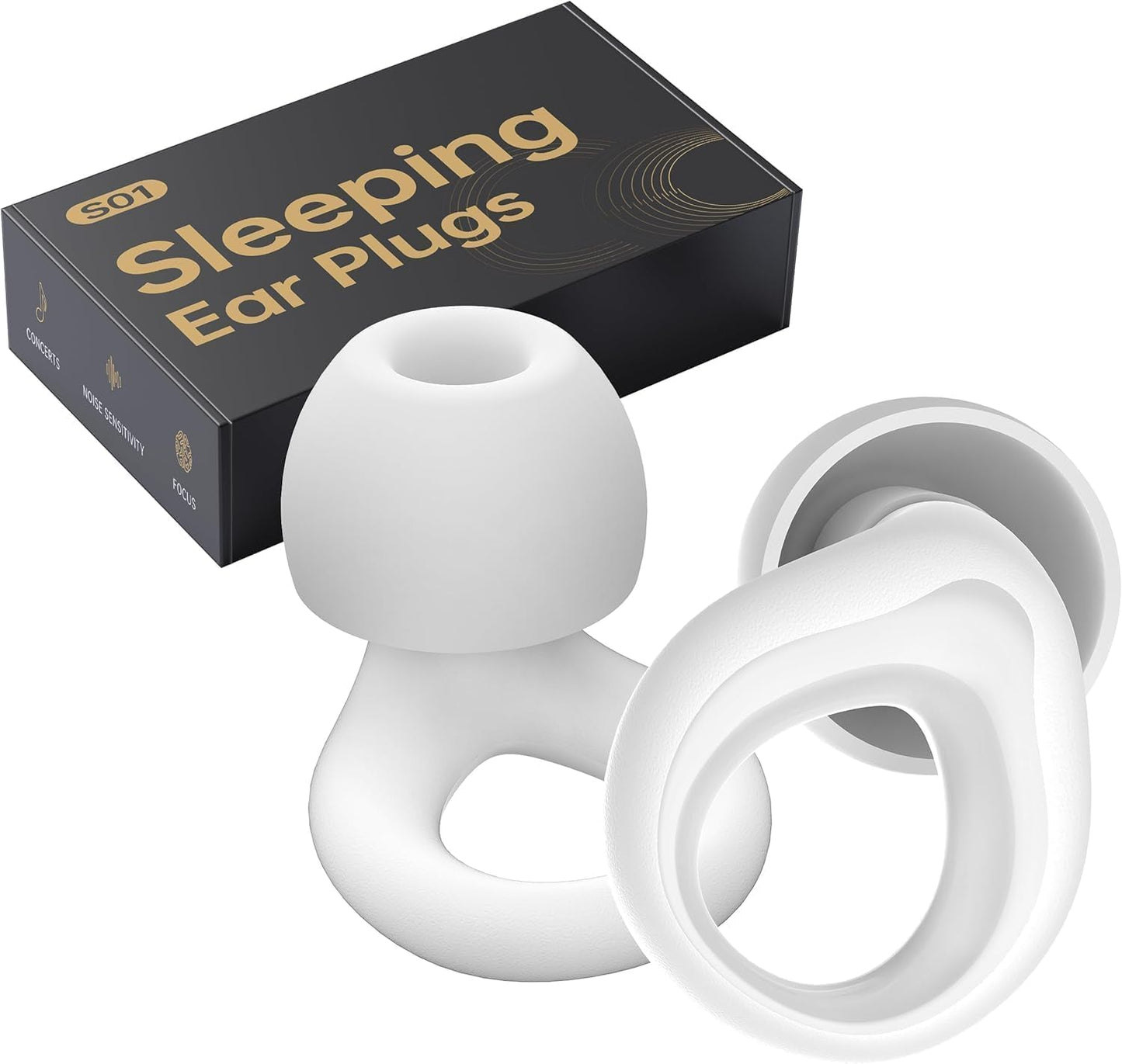 Ear Plugs for Sleeping Deep Focus, Travel, Snoring, 30dB Noise Reduction | Reusable Silicone Earplugs, Noise Cancelling, High Fidelity Hearing Protection, Black