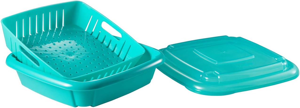 Hutzler 3-in-1 Bitty Box Berry Keeper, Berry Colander & Saver Container, 9oz / 1 Cup Capacity, Blue