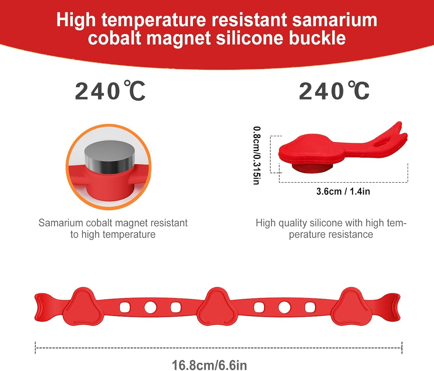 Air Fryer Magnets Silicone Buckle for Parchment Paper Liners, High-Temp Resistant Air Fryer Accessories, Safely Lock Paper from Heating Element or Covering Food, Prevent Burning (Red)