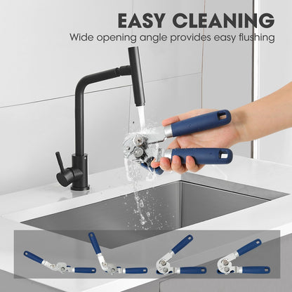 UHIYEE Hand Held Can Opener Manual with Magnet for Home Kitchen, Black | Easy Work, Premium 420J2 Steel, Magnetic Lid Lifter, Easy-Turn Oversized Knob, Arthritis Friendly, Smooth Edge