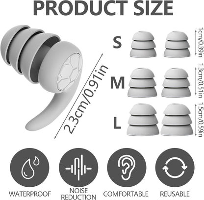 Noise Cancelling Ear plugs for Sleeping - Black Comfortable Reusable Silicone Earplugs for Sleep 24dB Noise Reduction Snoring and Studying Travel Concerts Hearing Protection with 3Tips and Storage Box