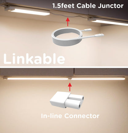 Under Cabinet Lighting Plug in, AC120V LED Motion Sensor Light Indoor 3000K/4000K/5000K, Super Bright, Linkable Under Counter Light for Kitchen,Closet,Shelf,Aluminum (16inch,White,2Pack)