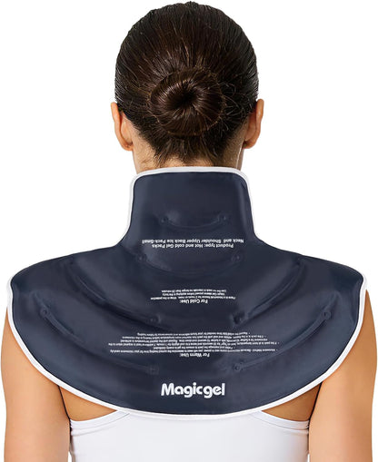 Magic Gel Ice Pack for Neck and Shoulders, Reusable Cervical Ice Pack Wrap for Neck Pain Relief, Flexible Gel Cold Pack for Shoulder Surgery Recovery, Rotator Cuff Injuries, Physical Therapy - Large