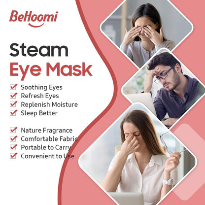 BeHoomi Steam Eye Mask, 10Packs Heated Eye Mask, Self Heating Disposable SPA Warm Compress for Eyes Sleep Mask, Travel Essentials & Relaxation Gifts for Women (Lavender Scent)