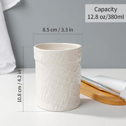Toothbrush Holder, Tooth Brush Holder for Bathroom - Ceramic Toothbrush Cup White Toothbrush Holders Countertop, Makeup Brush Holder Pen Holder, 3.62" x 3.62" x 3.93", ANTIS'S HOME