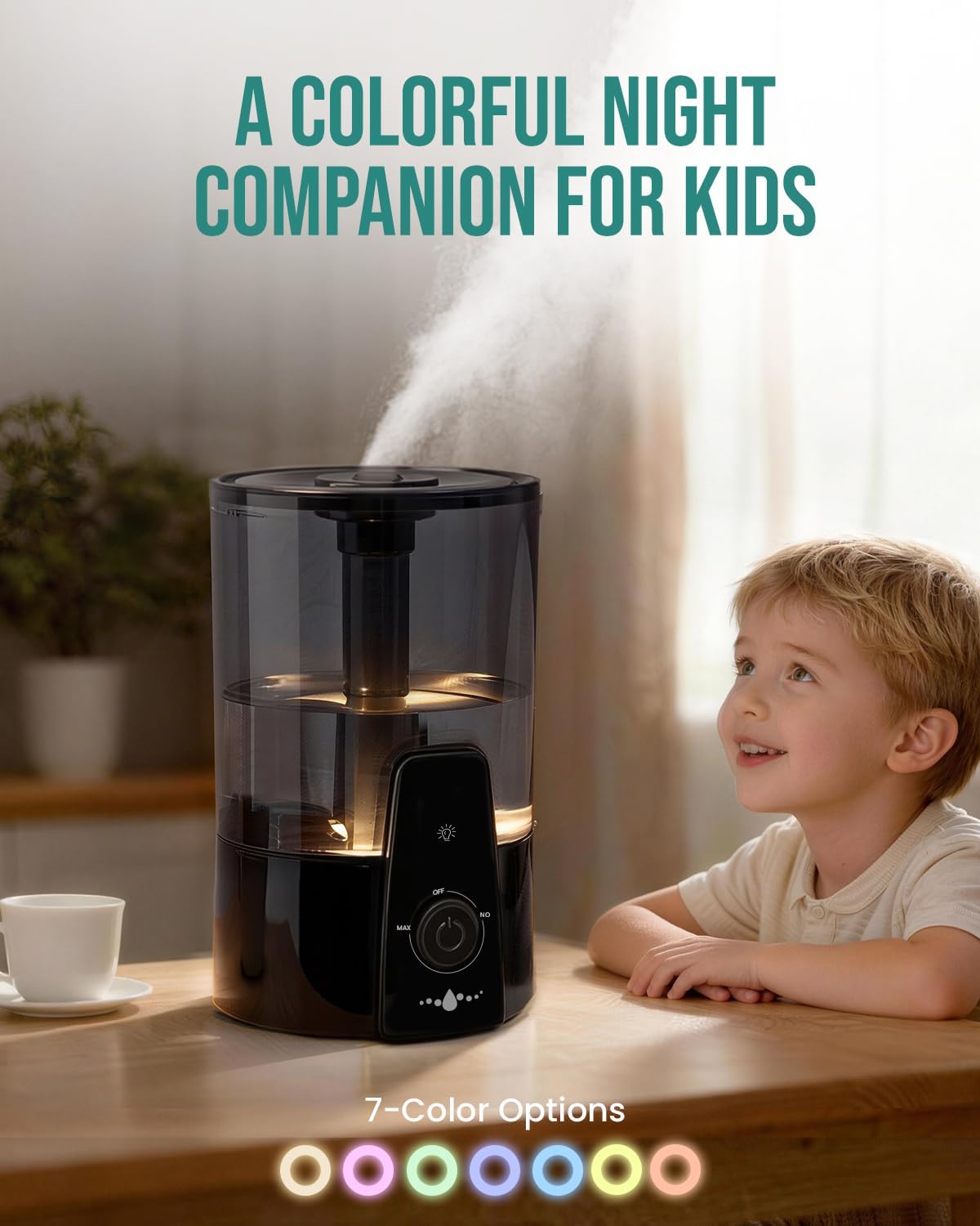 4L Humidifiers for Bedroom,Dishwasher Safe Design Easy Clean,Black