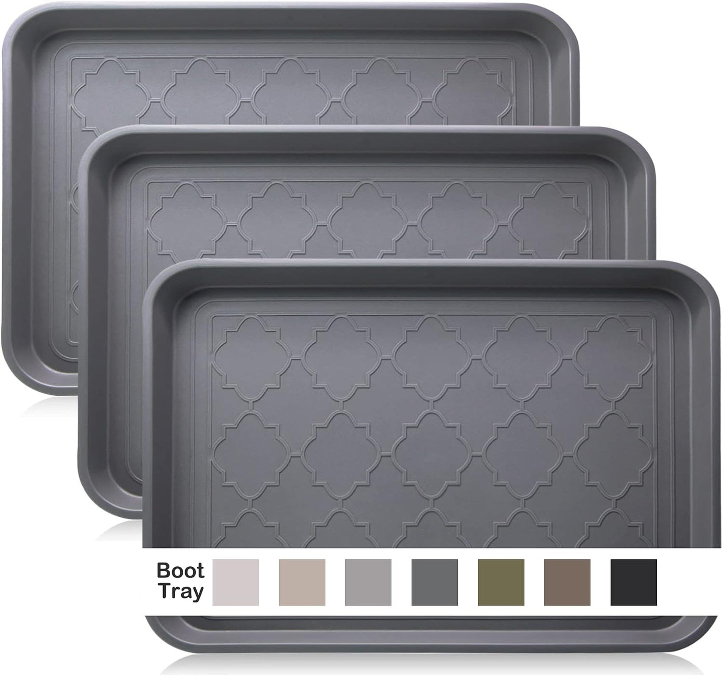 WATANIYA PET Boot Tray for Entryway Indoor, Heavy Duty Shoe Mat Tray 2 Packs, 16.7"x12.8" Waterproof Shoes Trays with Raised Edge, Outdoor Multi-Purpose Mats for Boots, Garden, Pets