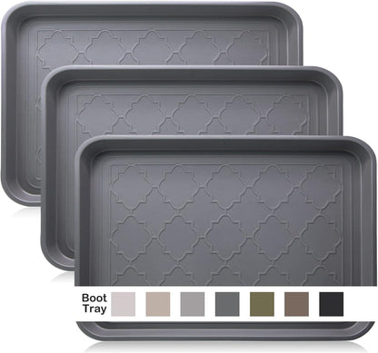 WATANIYA PET Boot Tray for Entryway Indoor, Heavy Duty Shoe Mat Tray 2 Packs, 16.7"x12.8" Waterproof Shoes Trays with Raised Edge, Outdoor Multi-Purpose Mats for Boots, Garden, Pets